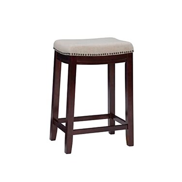Linon Harper Beige Dark Walnut 24 Counter Stool BeigeDark Walnut 98325WAL01KD