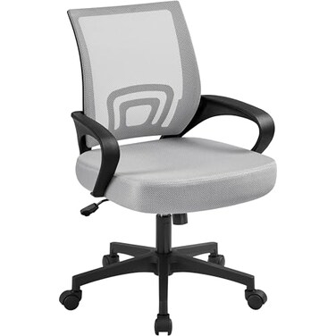 Yaheetech Ergonomic Office Chair Mid Back Computer Chair Mesh Desk Chair with Lumbar Support Armrest Executive Rolling Swivel Adjustable Task Chair for Adults Grey