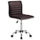 Yaheetech Modern PU Leather Ribbed Armless Working Office Chair Adjustable LowBack Comfy Desk Task Chair wRolling Wheels Brown