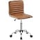 Yaheetech Low Back PU Leather Ribbed Armless Office Chair Ergonomic Swivel Computer Task Chair with Wheels for Office Home