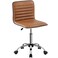 Yaheetech Low Back PU Leather Ribbed Armless Office Chair Ergonomic Swivel Computer Task Chair with Wheels for Office Home
