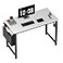 Lufeiya Computer Desk White Writing Table for Small Spaces Home Office 39 Inch Modern Study PC Desk with Storage Bag Hook White Black