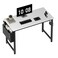 Lufeiya Computer Desk White Writing Table for Small Spaces Home Office 39 Inch Modern Study PC Desk with Storage Bag Hook White Black