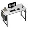 Lufeiya Computer Desk White Writing Table for Small Spaces Home Office 39 Inch Modern Study PC Desk with Storage Bag Hook White Black