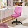 Yaheetech Students Cute Desk Chair LowBack Armless Study Chair wLumbar Support Adjustable Swivel Chair in Home Bedroom School Rose Red