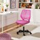 Yaheetech Students Cute Desk Chair LowBack Armless Study Chair wLumbar Support Adjustable Swivel Chair in Home Bedroom School Rose Red