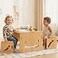 FUNLIO Height Adjustable Montessori Weaning Table and Chair Set for Age 13 Quality Solid Wood Toddler Table and 2 Chairs Kids Table and Chairs for ReadingEatingPlayingCPC Certified 3pcs Set