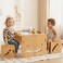 FUNLIO Height Adjustable Montessori Weaning Table and Chair Set for Age 13 Quality Solid Wood Toddler Table and 2 Chairs Kids Table and Chairs for ReadingEatingPlayingCPC Certified 3pcs Set