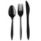 Supellectilem 250 Black Silver Plastic Cutlery Packets Knife Fork Spoon Napkin Salt Pepper Sets Individually Wrapped Disposable Silverware