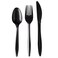 Supellectilem 250 Black Silver Plastic Cutlery Packets Knife Fork Spoon Napkin Salt Pepper Sets Individually Wrapped Disposable Silverware