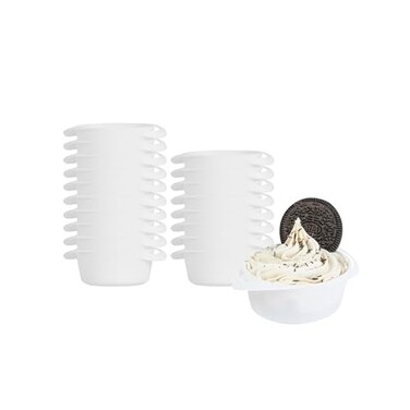Restaurantware 3 Ounce Mini Serving Dishes 100 Disposable Mini Appetizer Dishes BuiltIn Handles Rectangle White Plastic Mini Casserole Dishes Serve Snacks or Desserts