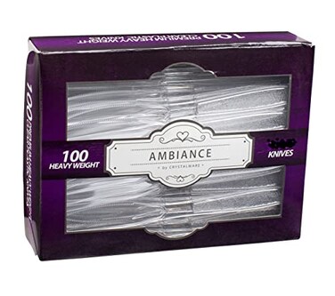 Crystal Ware Ambiance By Crystalware Clear Plastic Knives Heavy Weight Disposable 100 Count