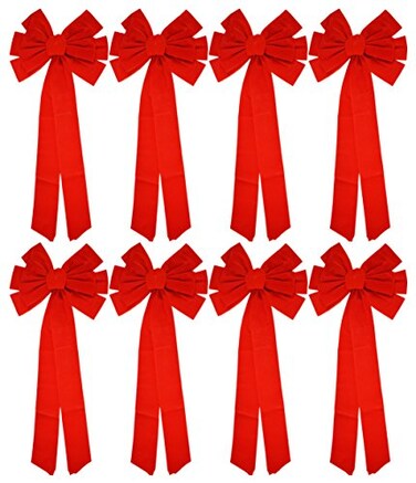 Regent Red Velvet Bow 8 Pack 26 Long 10 Wide 10 Loop HolidayChristmas Bow