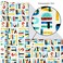 Hallmark Birthday Wrapping Paper Bundle with Cut Lines on Reverse 3Pack 55 sq ft ttl Bright and Holographic Prints and Patterns in Red Blue Yellow White and More