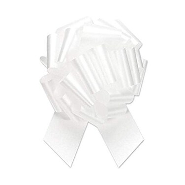 BERWICK Berwick Offray 25 Wide Ribbon Pull Bow 8 Diameter with 20 Loops White