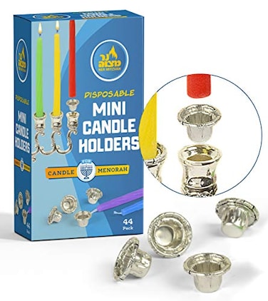 Ner Mitzvah Hanukkah Mini Candle Holders Disposable Liner Inserts for Candle Menorah Drip Guard Foil Cups 44 Count Mini
