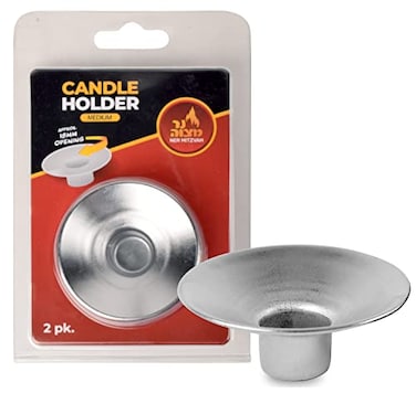 Ner Mitzvah Reusable Metal Candlestick Liners and Drip Guards Medium Nickel Plated Candle Holder Protector Bobeches Silver 2 Pack