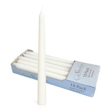 Stonebriar Tall 10 White Unscented 10 Count Taper Candles 7 Hour Burn Time