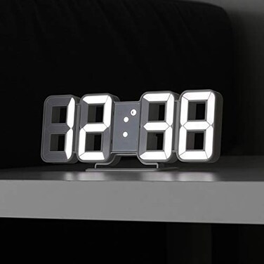 mooas 3D Pure Mini White LED Clock MultiFunction LED Clock Calendar Alarm Temperature 85 White Table Alarm Clock