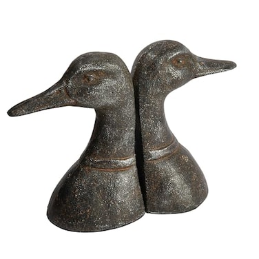 Creative Co-Op Creative CoOp Decorative Distressed Cast Metal Duck Head Bookends Black Set of 2