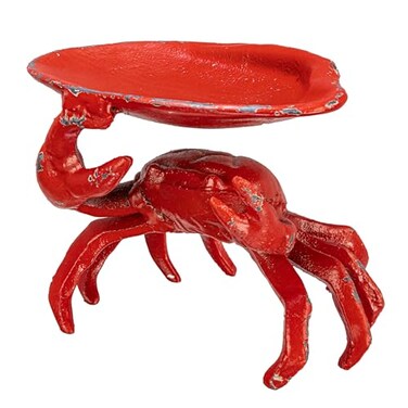 Creative Co-Op Distressed Red Decorative Cast Iron Crab Shaped Dish