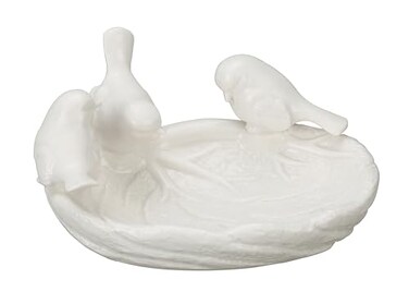 Creative Co-Op Creative CoOp Ceramic Leaf Dish with Birds