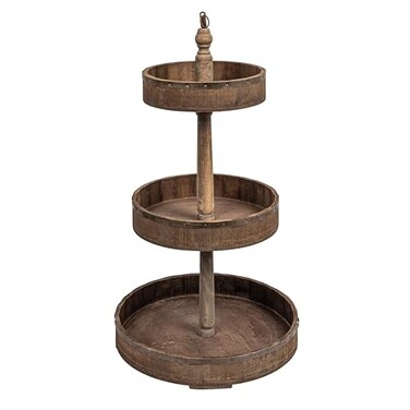 Creative Co-Op Decorative Wood Tin 3 Tier Tray