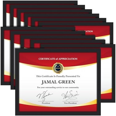 Icona Bay 85x11 Certificate Frames Black 12 Pack Modern Style Engineered Wood Document Frames Table Top or Wall Mount Bliss Collection