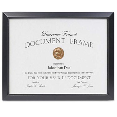 Lawrence Frames 85x11 Black Wood Certificate Estero Picture Frame