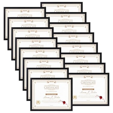 WIFTREY 16 Pack 85x11 Certificate Picture Frames Multi 85 by 11 Photo Frame Bulk for Document Award Wall Hanging or Tabletop Display Black