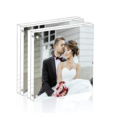 Magicool Premium Acrylic Photo Frame Magnet Photo Frame Double Sied Thick Desktop Frames 5x5 2 Pack
