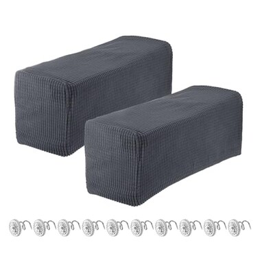 uxcell 2pcs Stretch Armrest Covers for ChairsSofas Couch Arm Covers with Twist Pin Furniture Protector Slipcovers Dark Grey