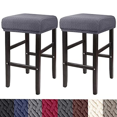 HFCNMY Stool Covers Rectangle2 Pack Stretch Rectangle Bar Stool Covers Jacquard Vanity Stool Cover Washable Counter Stool Covers Bar Stool Seat Covers Saddle Seat Cover with Elastic Bands Gray