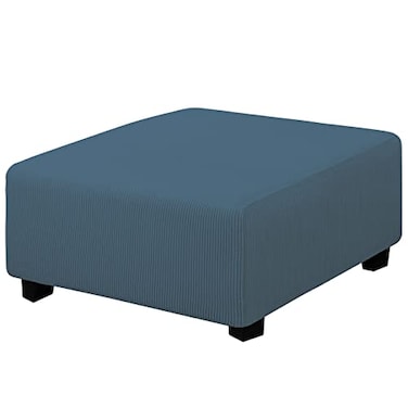 Easy-Going EasyGoing Stretch Square Ottoman Cover 40x40x15 inch Folding Storage Stool Furniture Protector Soft Rectangle slipcover with Elastic Bottom Bluestone