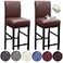 HFCNMY Bar Stool Covers2 Pack Stretch Waterproof PU Bar Stool Covers with Backs Bar Stool Chair Covers Barstool Covers Slipcovers with Back Pub Counter Stool Chair Covers Coffee
