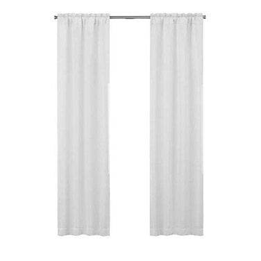 Eclipse ECLIPSE Solid Minimalist Blackout Thermal Liner for Window Curtains with Drapery Hooks 2 Panels 27 x 60 White