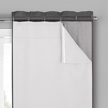 Eclipse ECLIPSE Solid Minimalist Blackout Thermal Liner for Window Curtains with Drapery Hooks Double Panel 27 x 92 White