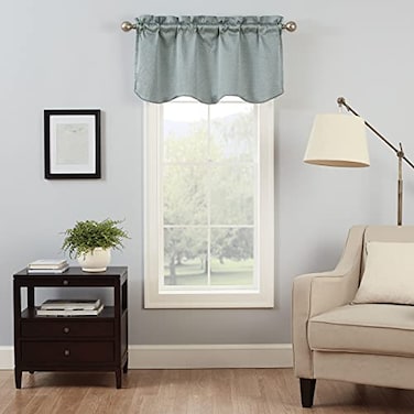 Eclipse ECLIPSE Canova Modern Valance Rod Pocket Window Curtain for Kitchen or Bathroom 42 x 21 River Blue