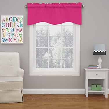 Eclipse ECLIPSE Kendall Modern Scalloped Valance Rod Pocket Window Curtain for Kitchen or Bathroom Raspberry 42 x 18