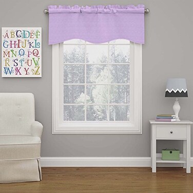 Eclipse ECLIPSE Kendall Modern Scalloped Valance Rod Pocket Window Curtain for Kitchen or Bathroom 42 x 18 Light Purple