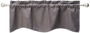 Eclipse ECLIPSE Kendall Modern Scalloped Valance Rod Pocket Window Curtain for Kitchen or Bathroom 42 x 18 Charcoal