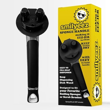 Smilyeez The Original Smiling Handle with Soap Dispensing for Scrub Daddy Reg TM Sponge and Scrub Moji Sponge Black
