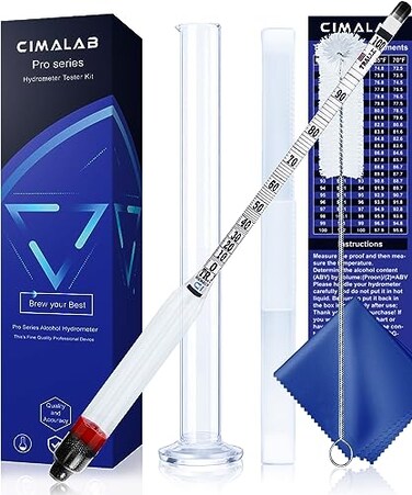 CIMALAB Hydrometer Alcohol Meter Kit Hydrometer Alcohol 0200 Proof Tralle with Hydrometer Test Jar Alcohol Proof Tester Hydrometer Alcohol Tester for LiquorMoonshineSpiritsProofingDistilled
