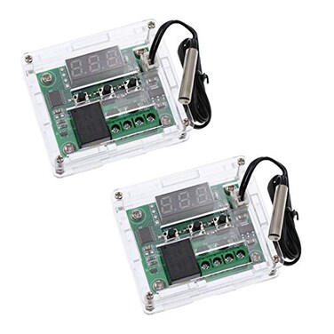 HiLetgo 2pcs W1209 with Case 12V DC Digital Temperature Controller Board Micro Digital Thermostat 50110C Electronic Temperature Temp Control Module Switch with 10A OneChannel Relay and Waterproof