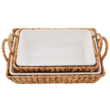 Mud Pie Hyacinth Basket Set small baker 7 x 11 large baker 13 x 18 12