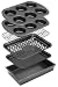 NutriChef 6Piece Toaster Oven Bakeware Set Compact NonStick Stackable Baking Pan Set with Muffin Pans Roasting Tray Baking Sheets Durable StainResistant Carbon Steel Design for Toaster Ovens