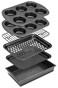 NutriChef 6Piece Toaster Oven Bakeware Set Compact NonStick Stackable Baking Pan Set with Muffin Pans Roasting Tray Baking Sheets Durable StainResistant Carbon Steel Design for Toaster Ovens