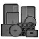 HONGBAKE 9Piece Baking Pans Set Nonstick Stackable Non Toxic Bakeware Sets with Diamond Texture Oven Pan Set for Cooking Includes Cookie Sheet with Rack Cake Pan Roasting Pan Muffin Tin Gray