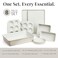 Larder & Larder Vine 8Piece Stackable Bakeware Set CeramicCoated Nonstick Baking Pan Set NonToxic with Baking Sheets Muffin Pan Loaf Pan Cake Pans French Gray