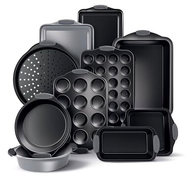 Country Kitchen Nonstick Stackable Bakeware Set Heavy Duty Durable Easy Release Baking Set Grey 10 Pcs